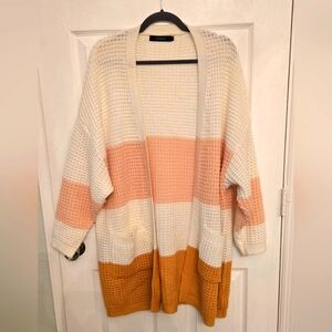 GUC - Color Block Knit Cardigan - Open Front with Pockets